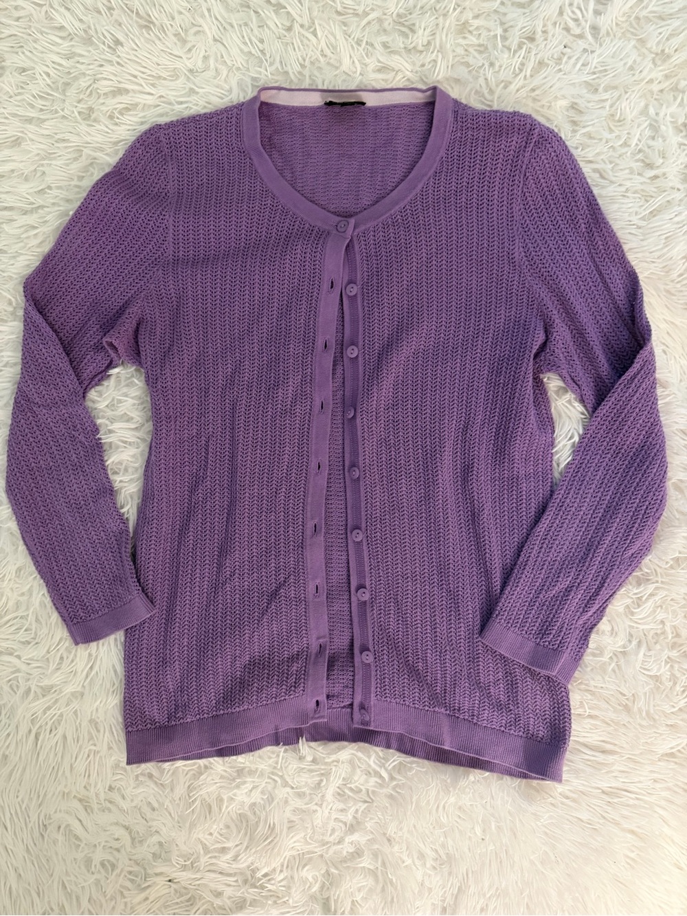 Talbots Pima Cotton Purple Knit Cardigan Sweater Size M